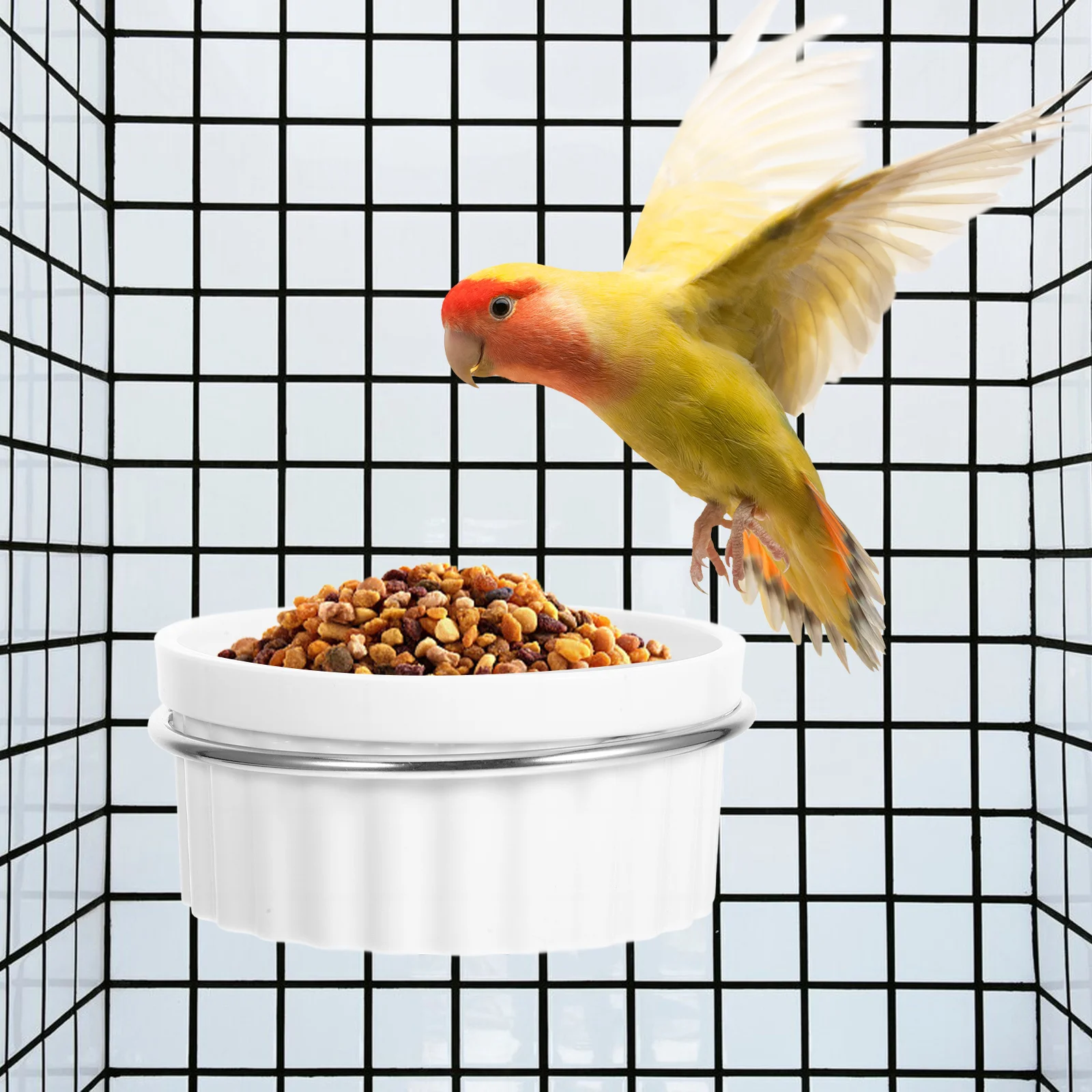 

ABS Bird Feeding Bowl for Cage Hanging Secure Food Water Dish Feeder Cup for Parakeets Budgies Cockatiel Conure Bird Cage