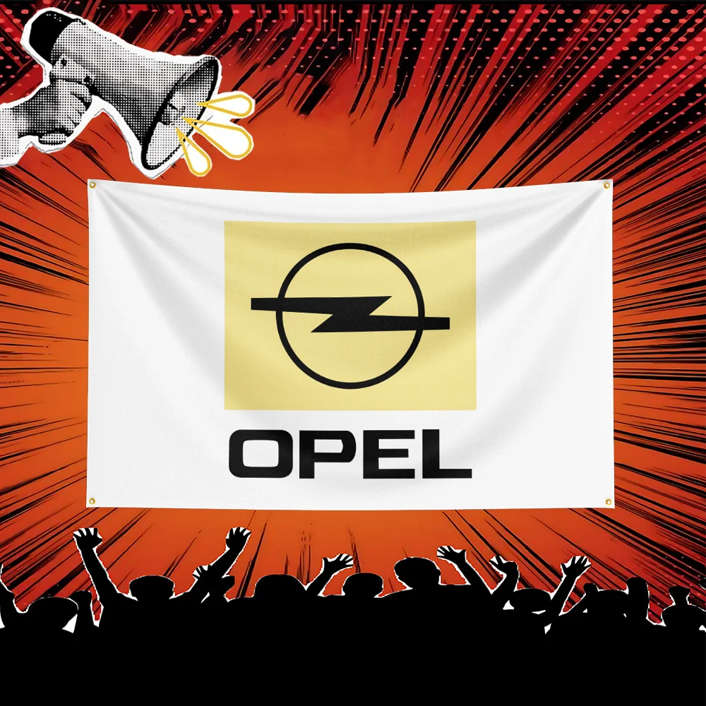 Opel Car Flag 3x5 FT Polyester Banner For Garage Wall Decor Auto Show Decoration Fan Gift