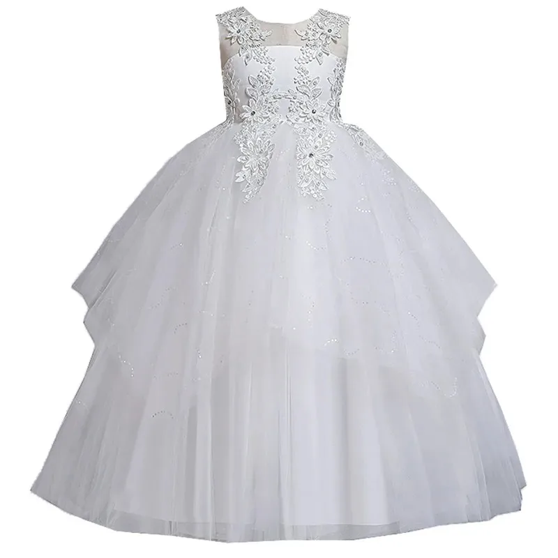 Sky01 لامعة طفل صغير كبير الفتيات الدانتيل زين زهرة فتاة حفلة عيد ميلاد فستان رسمي طويل فستان المسابقة AC1080Sd01$