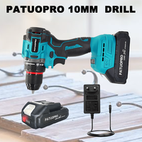 PATUOPRO 10mm Brushless Electric Drill 2 Speed Cordless Drill Driver Handheld Screwdriver Power Tools For Makita 18V Battery