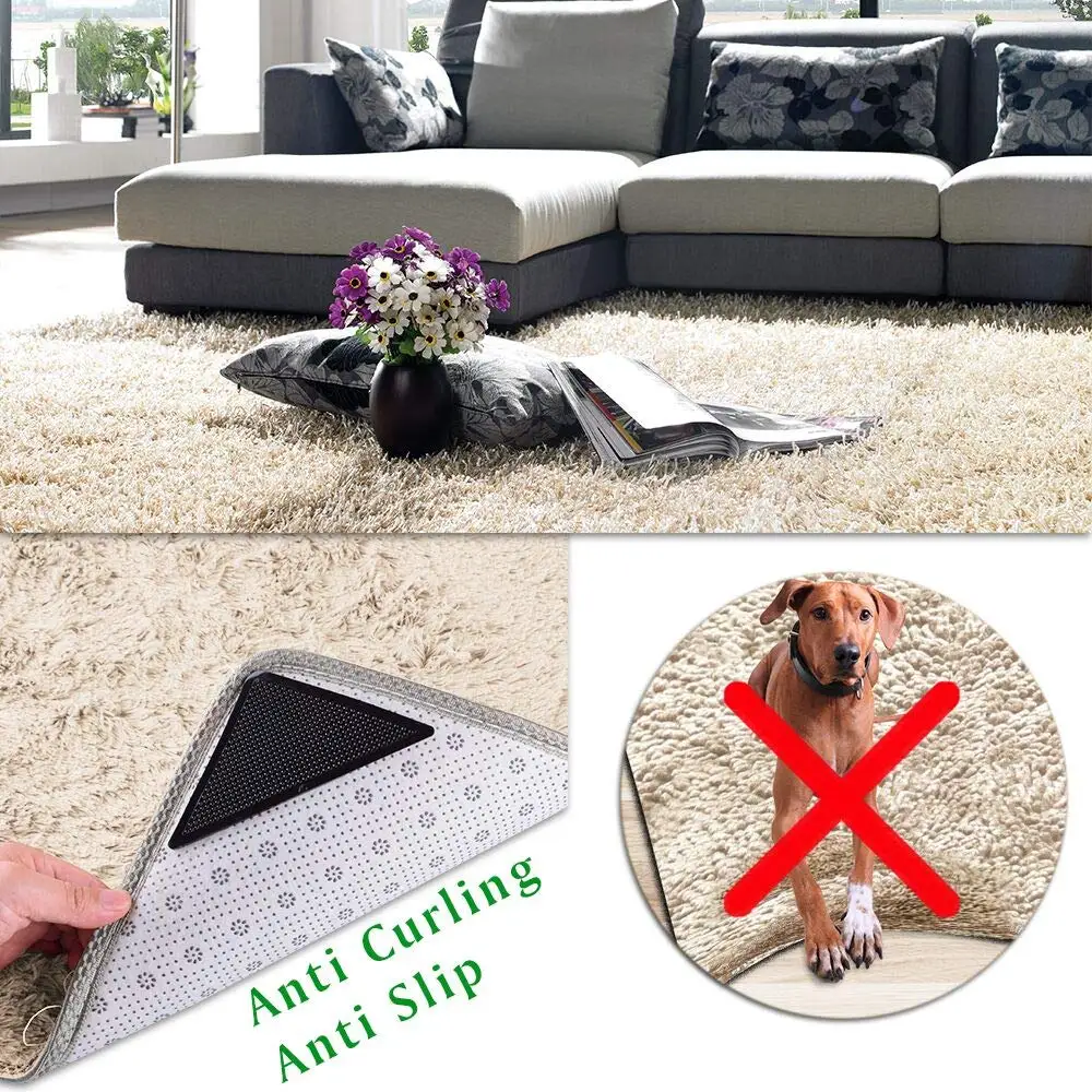 Anti Skid Rug Carpet Self-adhesive Mat Home Grip Floor Small Triangular Corner Sticker Pad Reusable Washable Car Perfume Pad