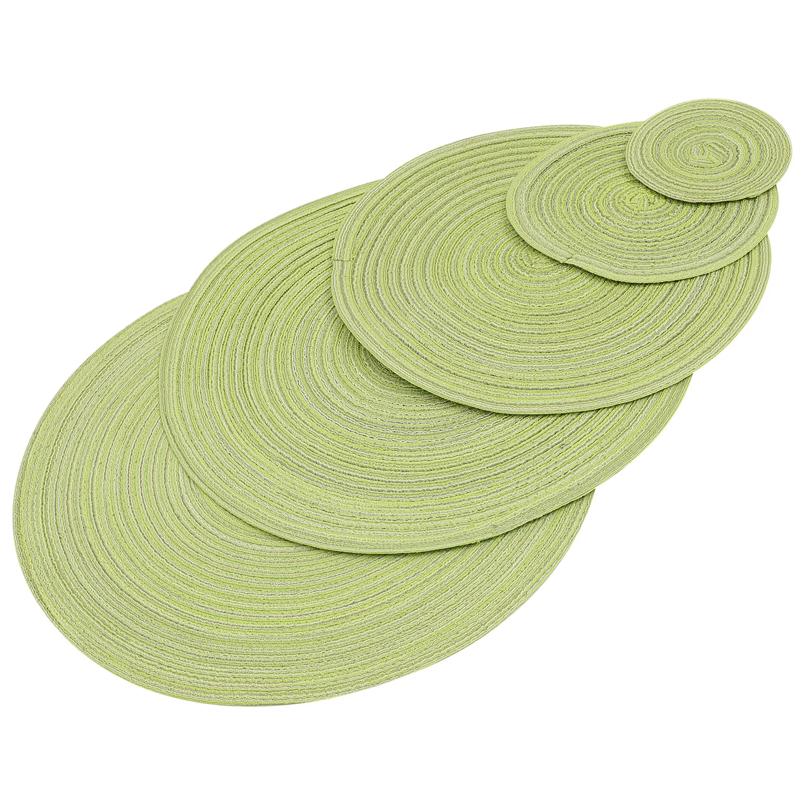 

5Pcs Round Woven Cotton Yarn Placemats Nordic Style Table Protectors Heat Resistant Non Slip Coasters for Home Use