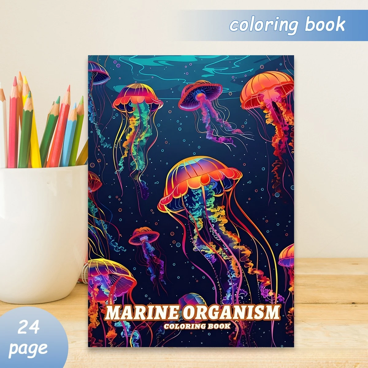 A4 Marine Organism Coloring Book 24 Pages Sea Creatures Illustrations for Adults Stress Relief Relaxation Art Gift