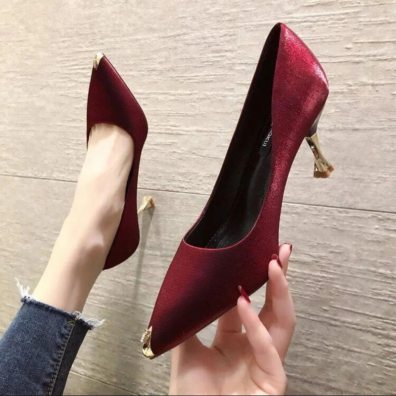 

Women's Shoes Spring 2022 New Korean Style High Heels Stiletto Shallow Mouth Professional Working Women High Heels Single Shoes