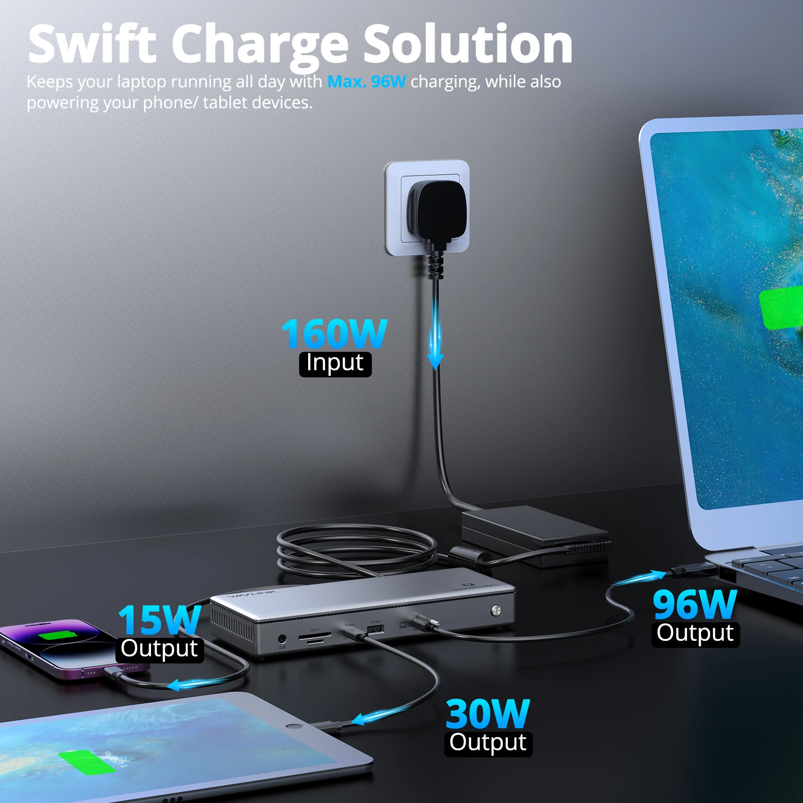 WAVLINK Thunderbolt 4 Dual/Triple/Quad 4K@60Hz Display Docking Station 90W/96W/98W Charging For Laptop Mac Dock with 2.5G RJ45