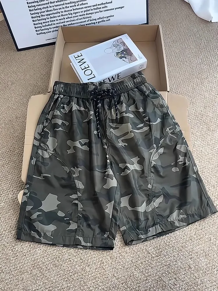 

Нейлоновые быстросохнущие камуфляжные шорты для мужчин, летние тонкие спортивные брюки в американском стиле, для активного отдыха, пляжа, повседневные, длиной до колена