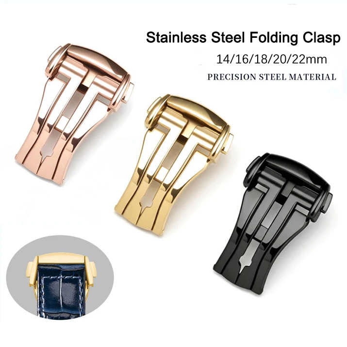 Edelstahl-Uhrenverschluss Faltschließe 14mm 16mm 18mm 20mm 22mm Polierte Faltschließe für Herren und Damen Uhrenarmband-Zubehör