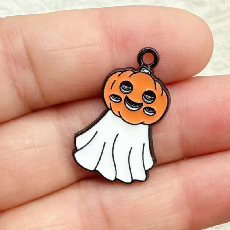 10pcs Cute Ghost Enamel Charms Brooch Halloween Spoof Pendants For Making DIY Cosplay Accessories 6