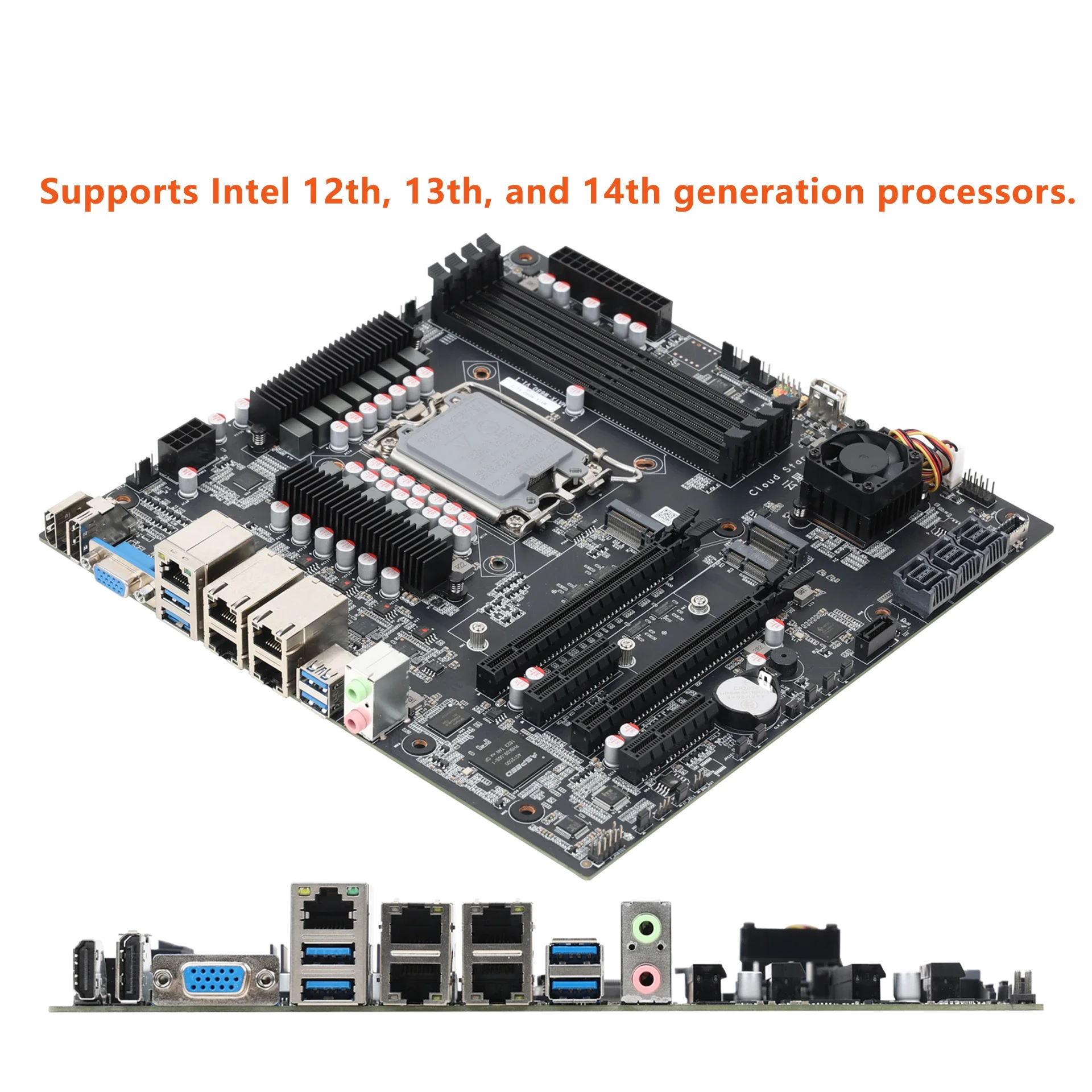 W680 M-ATX Server Motherboard | 4×Intel I226-V 2.5GbE BMC, ECC DDR4 128GB, Multi Storage for NAS & Virtualization view 4