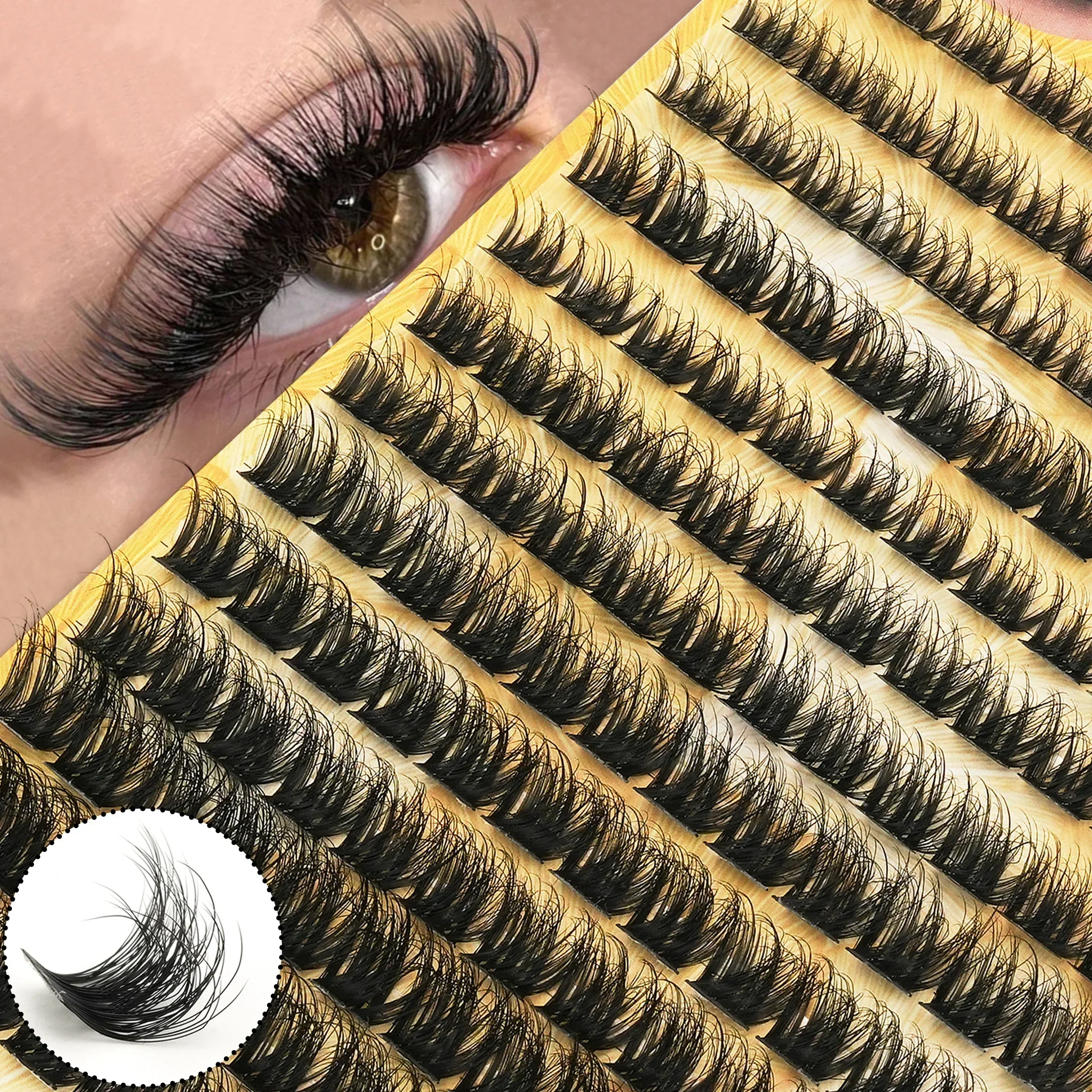 Multi‑Row Large Pack Messy Fluffy DIY Cluster Individual Lashes Faux Mink Reusable False Eyelashes For Home Women Makeup