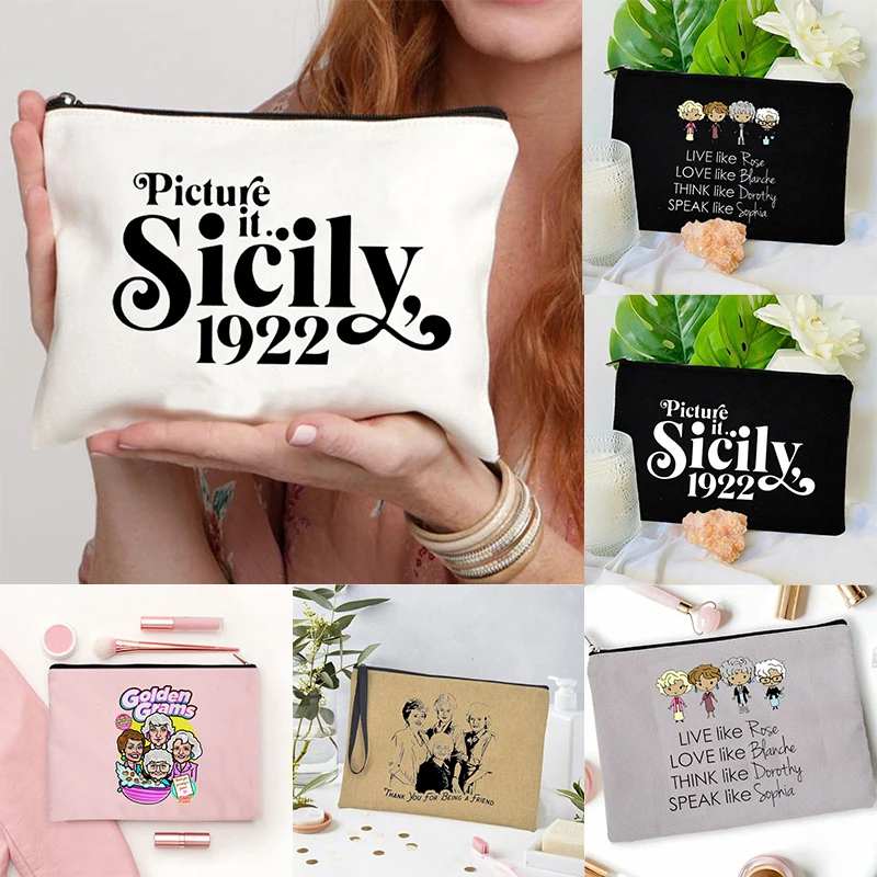 

Picture It Sicily 1922 Toilet Bags Retro 80's TV Sitcom Mujer Bolsas Vintage Unisex Bachelorette Party Gift Female Make-up Bag