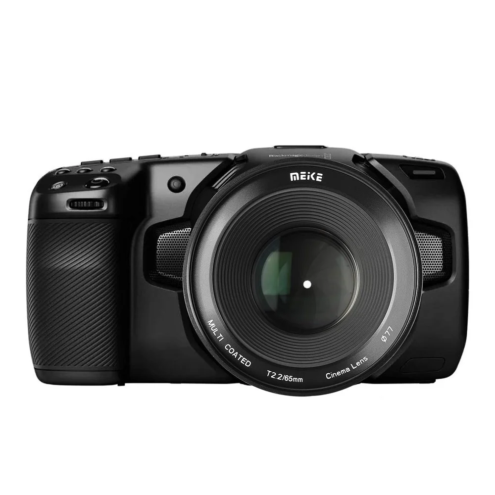 Meike-Objectif Cine à mise au point manuelle à grande ouverture, Olympus, Panasonic, Lumix figuré, 3 appareils photo à monture, BMPCC, 4K, Zcam, E2, T2.2, 65mm, 4K