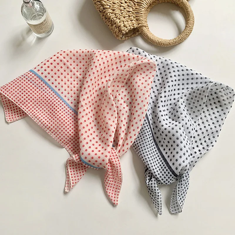 Scarf Polka Dot Colorful Square   Soft Breathable High Quality Polyester Head Wrap Neck Band Casual Spring Summer Women