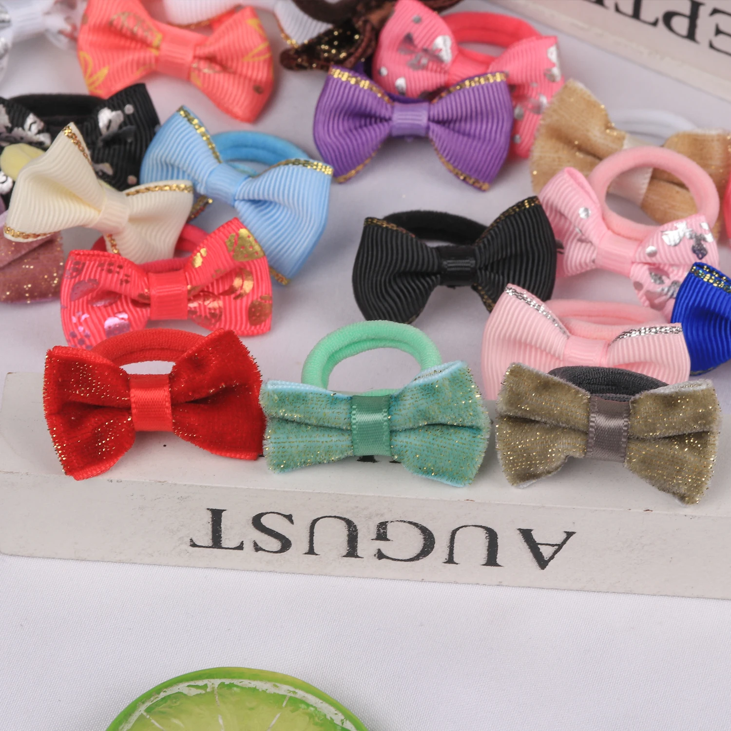 10/20/30PCS Cute Hair Bows Headbands Newborn Girls 1.5\'\' Flower Bows Elastic Hair Bands Baby Hair Accessories for Kids