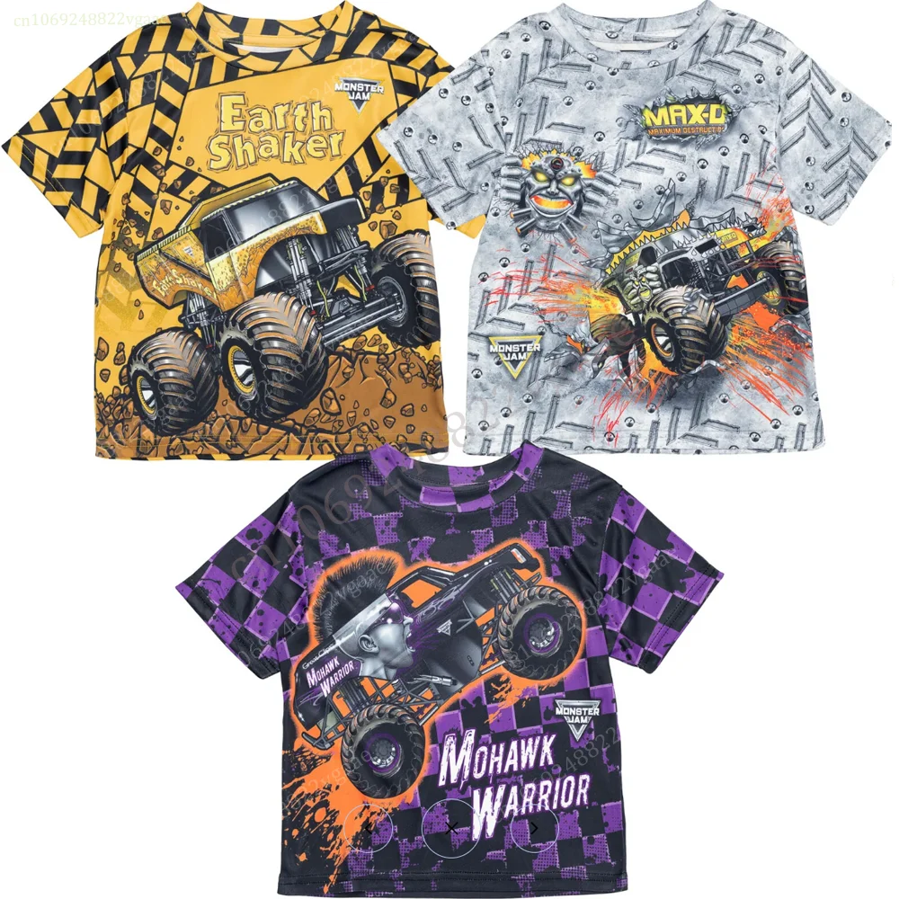 2024 Summer Monster Trcuk T Shirt Kids Men Tee Jam T-shirt Boys Oversized Costume Short  Sleeve Tops Women Girls Car Toy