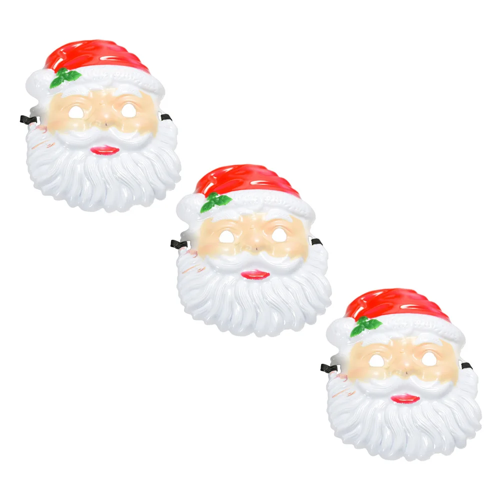 

3 Pcs Santa Mask Christmas Decor Party Masks Decorate Festival Costume Plastic Elder