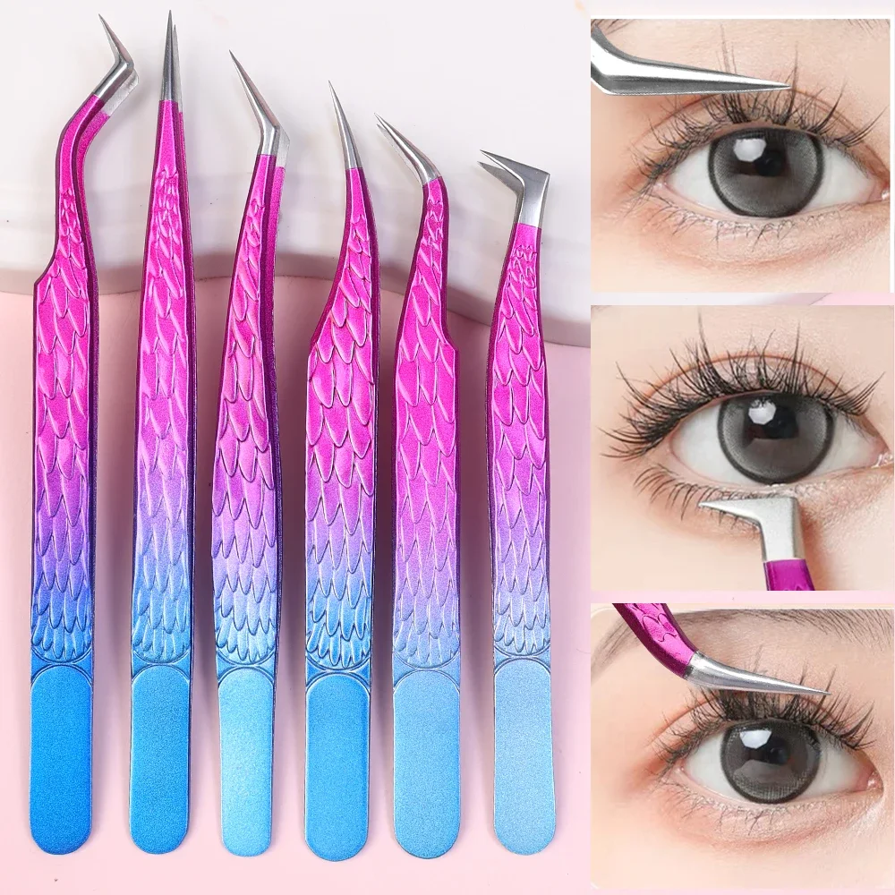 3D Colorido Anti-Static Cílios Pinças, Falso Lashes Extension Supplies, Enxerto Sobrancelha Preciso, Pinças Maquiagem, Ferramentas De Beleza