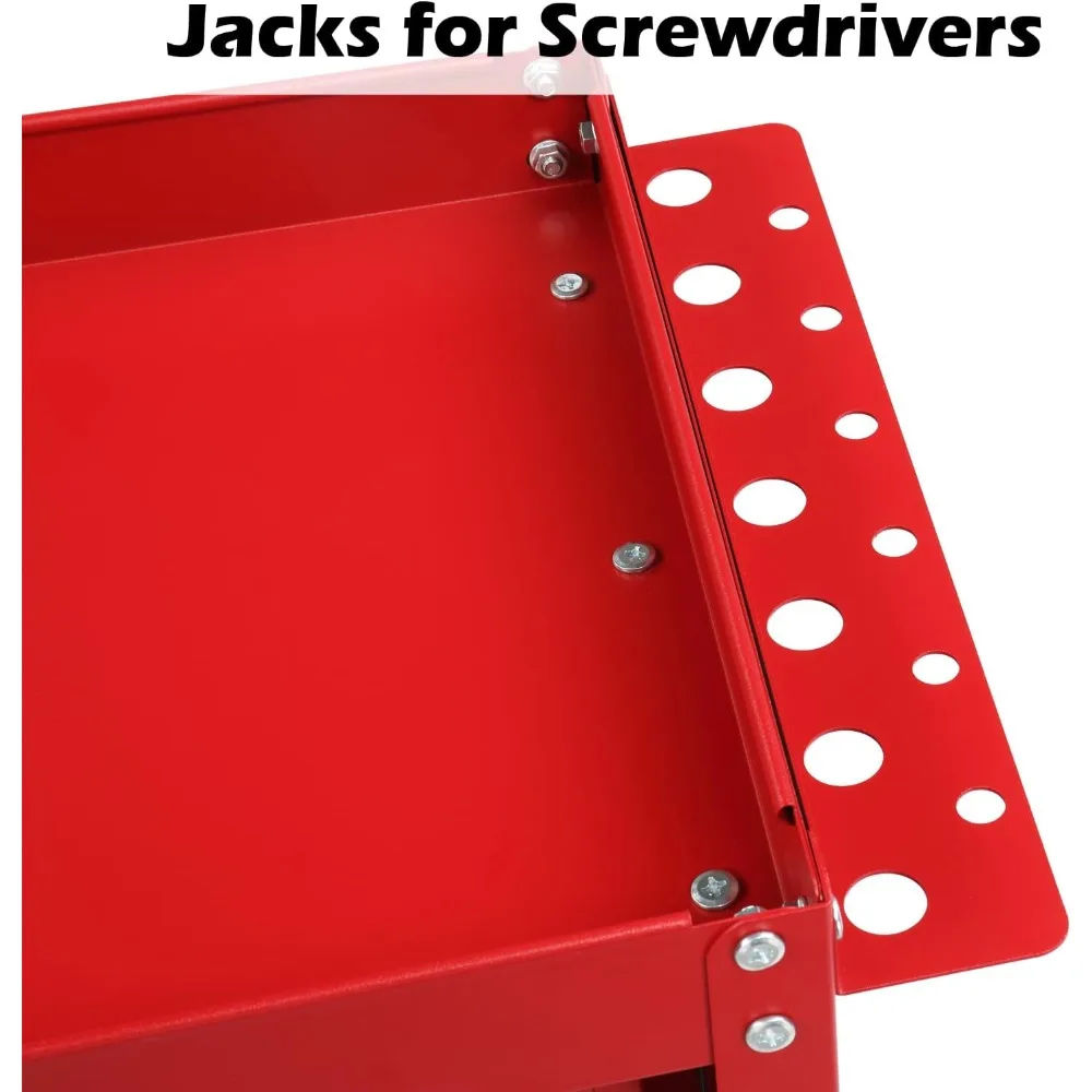 عربة أدوات دوارة من 3 طبقات مع أدراج، عربة أدوات شديدة التحمل على عجلات، صندوق أدوات دوارة للمرآب والمستودعات والمصنع