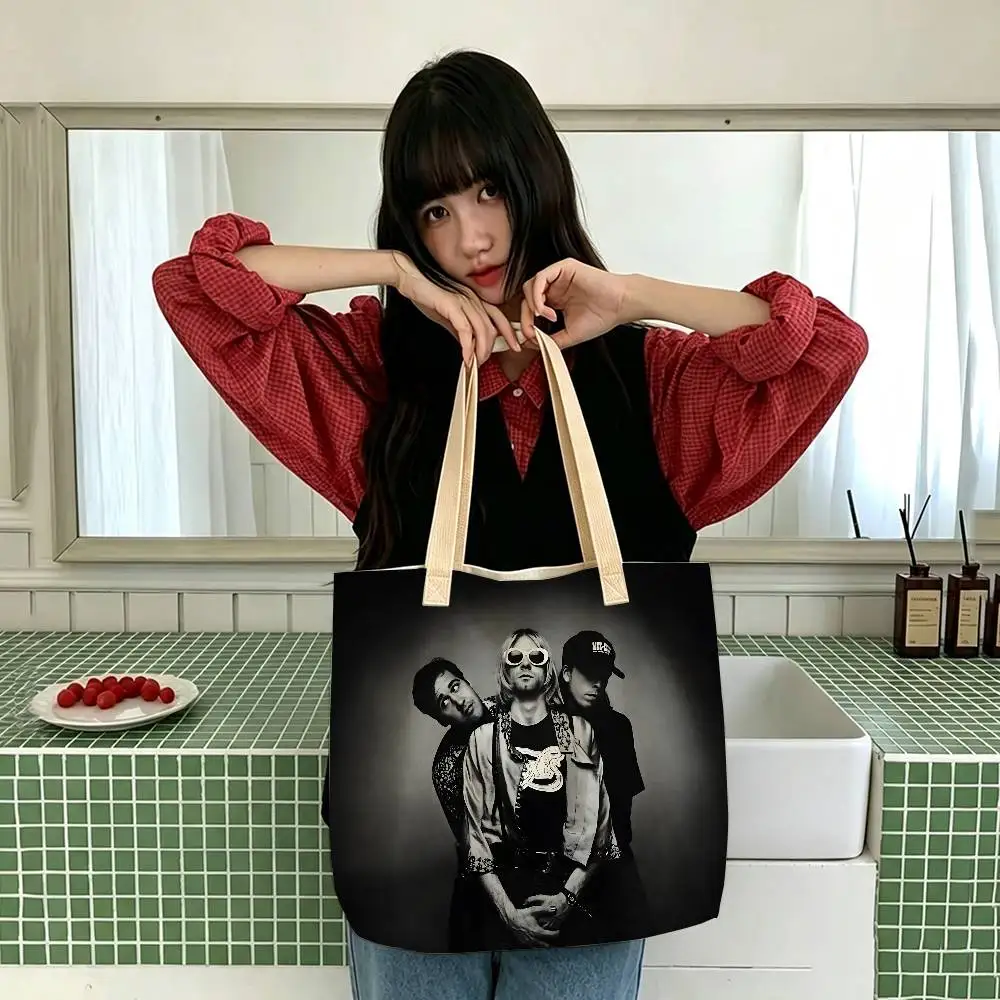 Band N-Nirvana Tragetasche, Studentenhandtasche, Damen-Einkaufstasche, Aufbewahrungstasche, Geschenkhandtasche für Mädchen – Detail 13