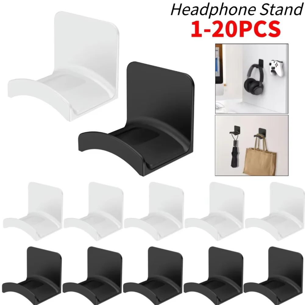 Universal Headphone Stand Adhesive Wall Mount Holder Headphone Hook for Easy Damage-Free Wall Desk Or PC Mounting