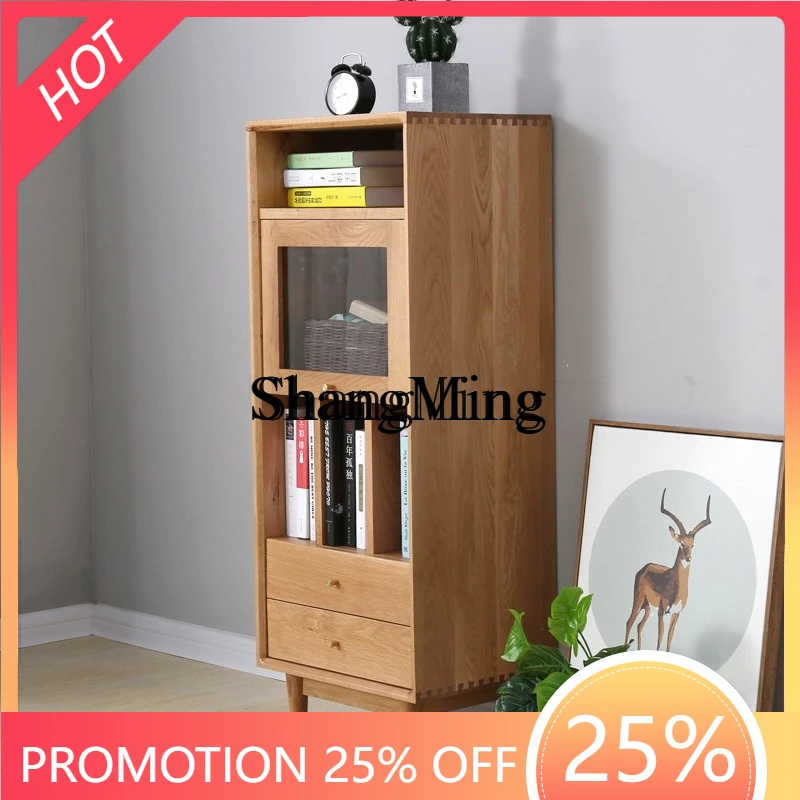 

SM Solid Wood White Oak Multifunctional Standing Cabinet Simple Modern Black Walnut Side Cabinet