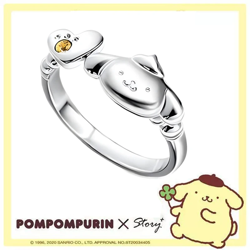 Sanrio Pompompurin Anime Doll Open Finger Rings Open Adjustable Ring for Woman Girl Boy Fashion Cute Ring Birthday Gifts