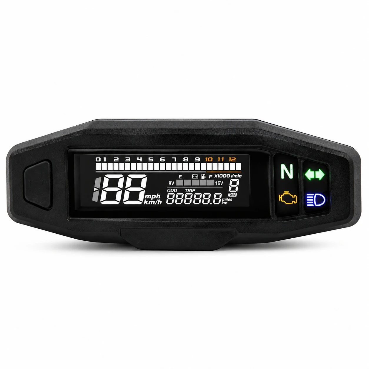 12V Mini Digital LCD Motorcycle Speedometer Tachometer Odometer Fuel Gear Indicator Multi-Function Dashboard For Dirt Bike Motoc