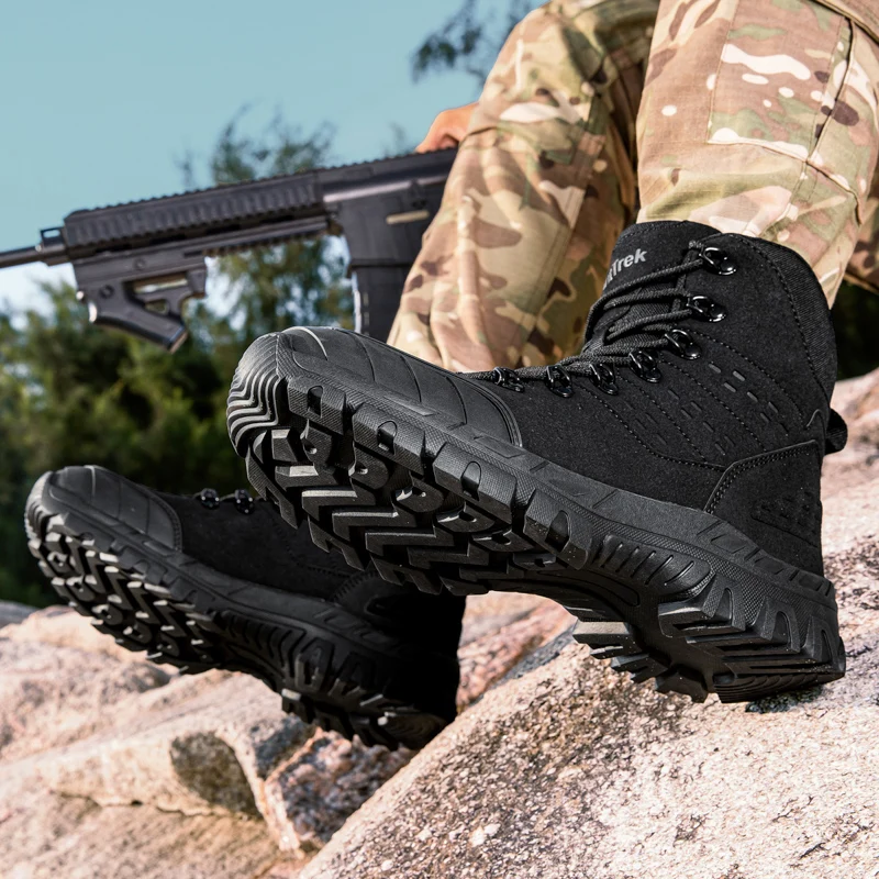 أحذية قتالية خفيفة للغاية للرجال، أحذية المشي لمسافات طويلة قابلة للتنفس، أحذية المشي لمسافات طويلة كاجوال للخريف والشتاء مقاومة للماء وغير قابلة للانزلاق، الصحراء #5