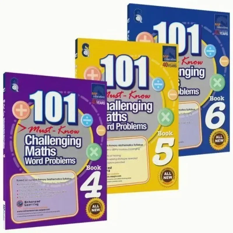 6 Books/Set 101 Challenging Maths Word Problems Books Singapore Primary School Grade 1-6 Math Practice Early Education Book