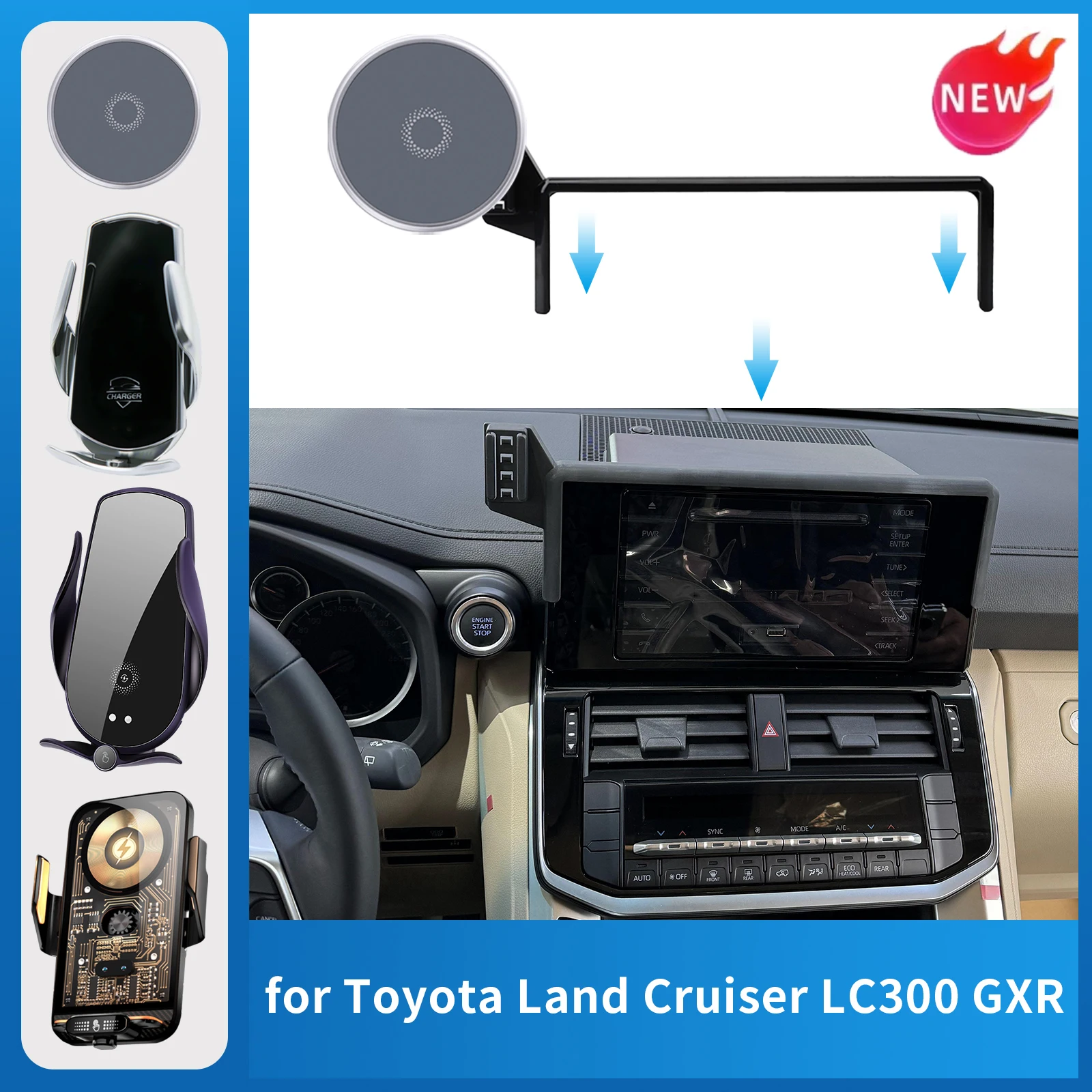 for Toyota Land Cruiser LC300 GRX 2022-2024 Mount Dedicated Base In Car Mobile Support Portable Navigation Phone Holder