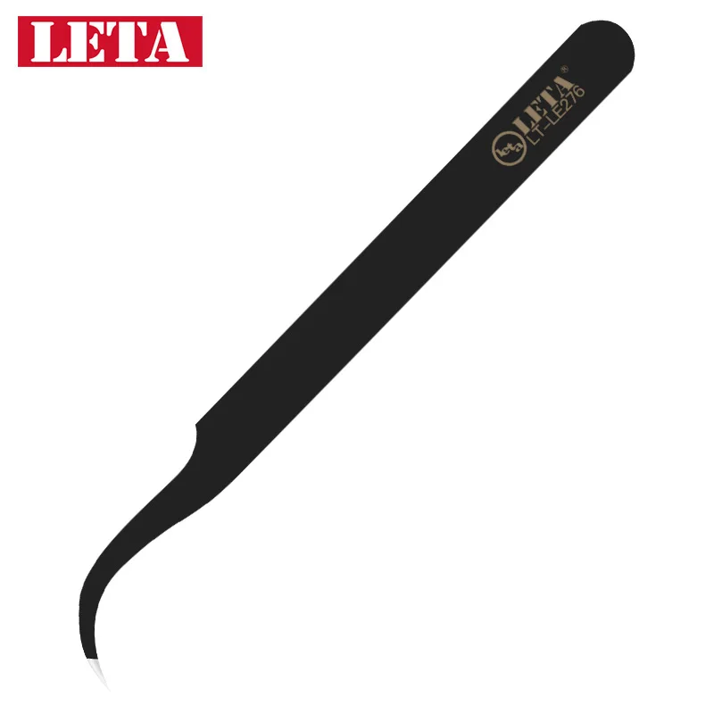 12cm elbow tip tweezers, stainless steel tweezers, blackened version