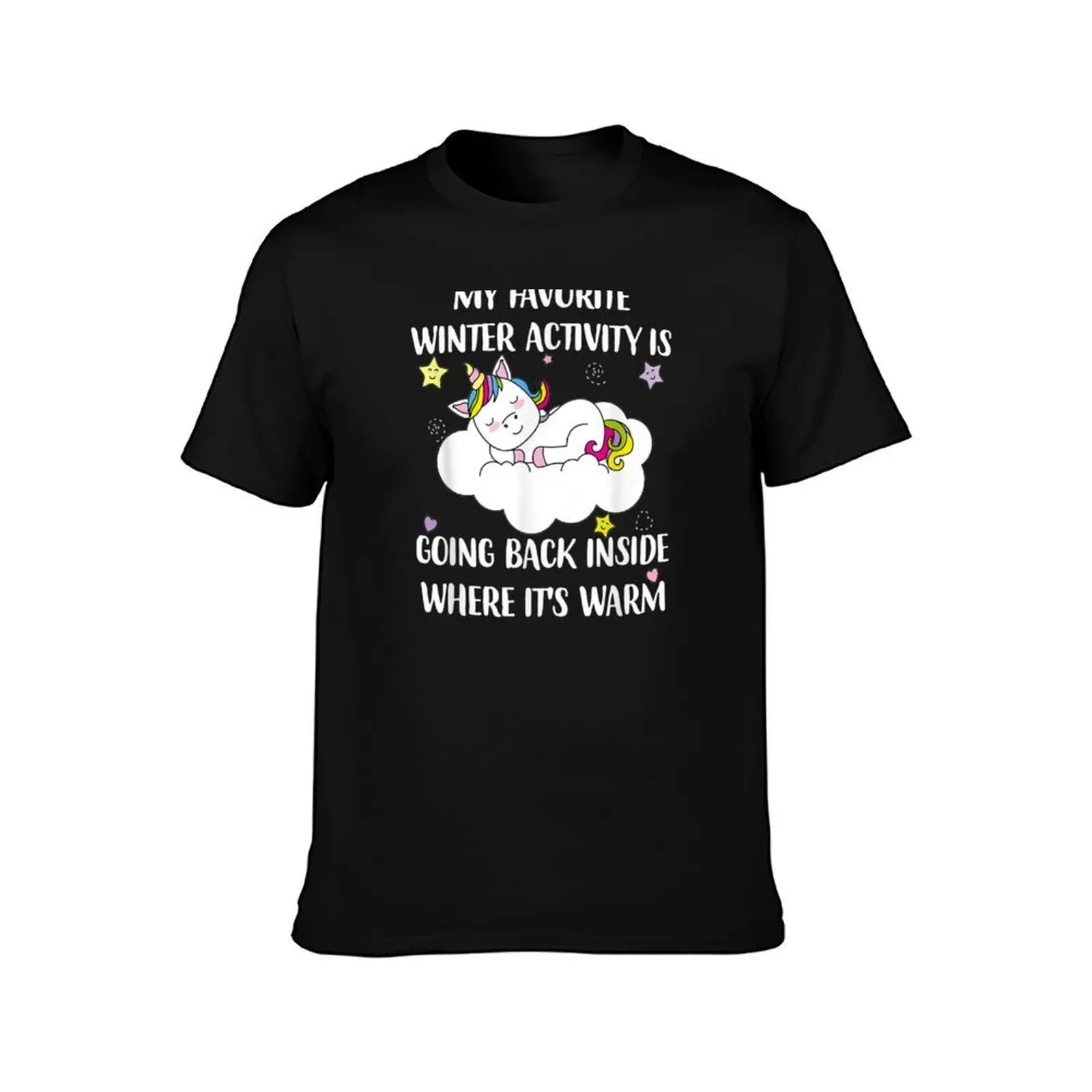 my favorite winter activity is going back inside unicorn T-Shirt Simple Line Art Print Tee T-Shirt