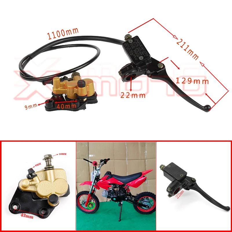 Kit de frenos de disco delantero para motocicleta, sistema de frenos hidráulicos para 110cc, 125cc, 140cc, BBR, TTR, CRF 50, XR, Pit Bike, Motocross, Scooter, piezas