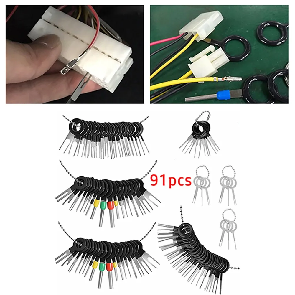 

Wiring Crimp Connector Pin Kit Wire Terminal Removal Tools 91pcs New Stainless Steel 301 Made Of High Quality Material