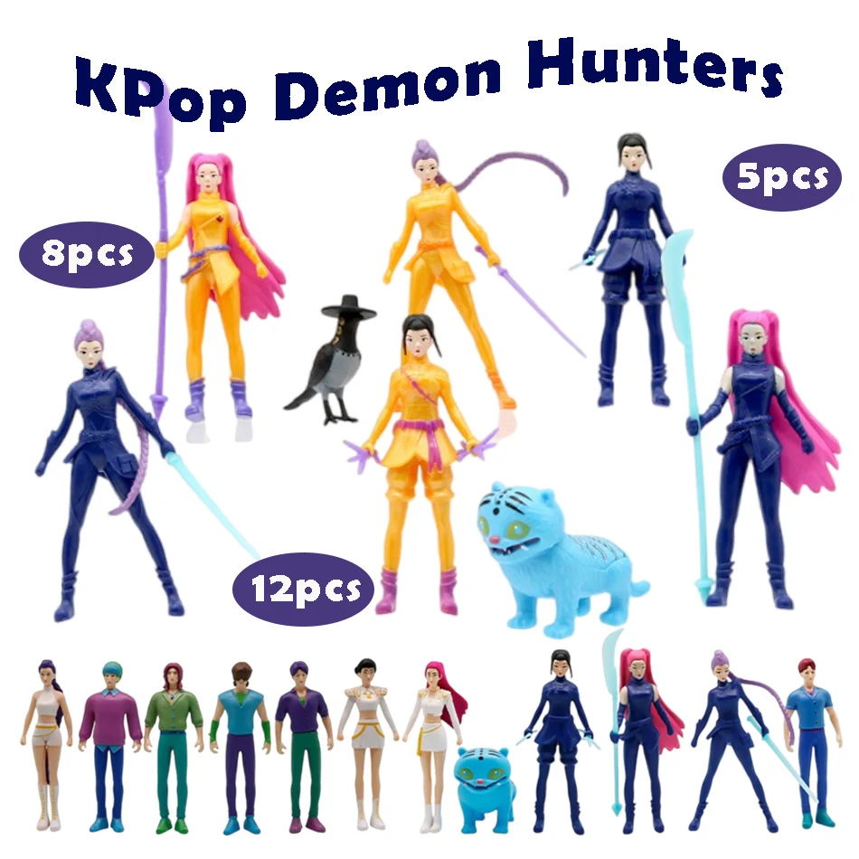 5.3/11.5 سنتيمتر أنيمي 5-12 قطعة مجموعة KPop شيطان الصيادين رومي ، ميرا ، زويي الشكل عمل نماذج البلاستيكية لعبة الحلي الهدايا