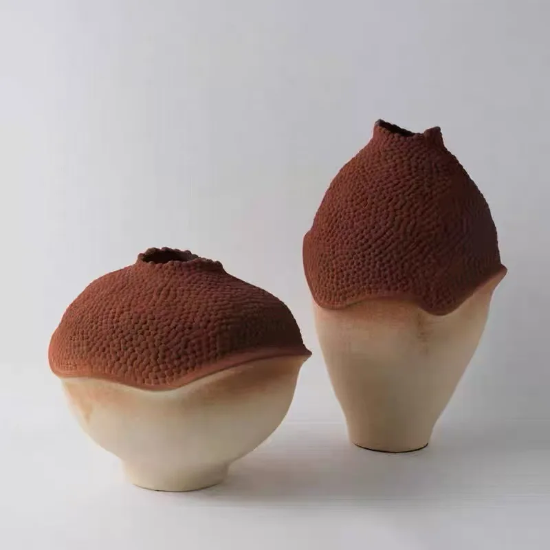 Irregular ceramic vase home guest table jewelry wabi-sabi antique pottery pot flower jewelry ornament