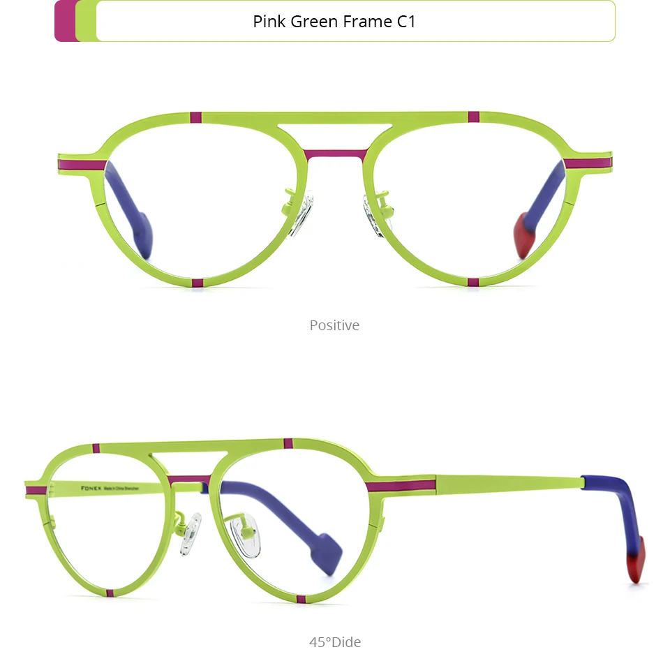 FONEX Reines Titan Brillengestell Damen 2025, neue trendige Mode, Markendesign, Polygon-Brillen, Herren, hochwertige Brillen 85841 – Detail 6