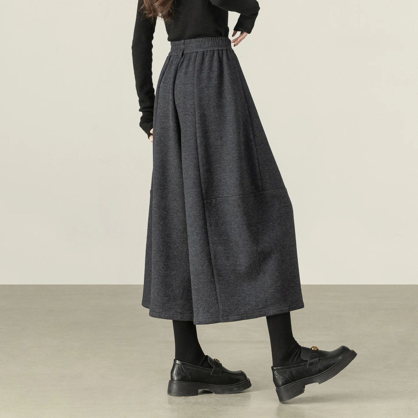 SENTUBILA Women Fleece Skirt Pants 2026 Winter New Detachable Belt Thicken Warm Capri Pants Office Commuter Trousers 154KF6531