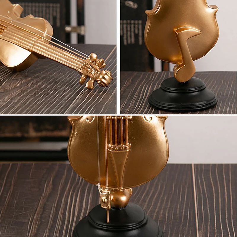 Statues Home Decoration Vintage Sculptures Decoratives Resin Nordic Home Decor Living Room Table Desktop Gold Violin Saxophone