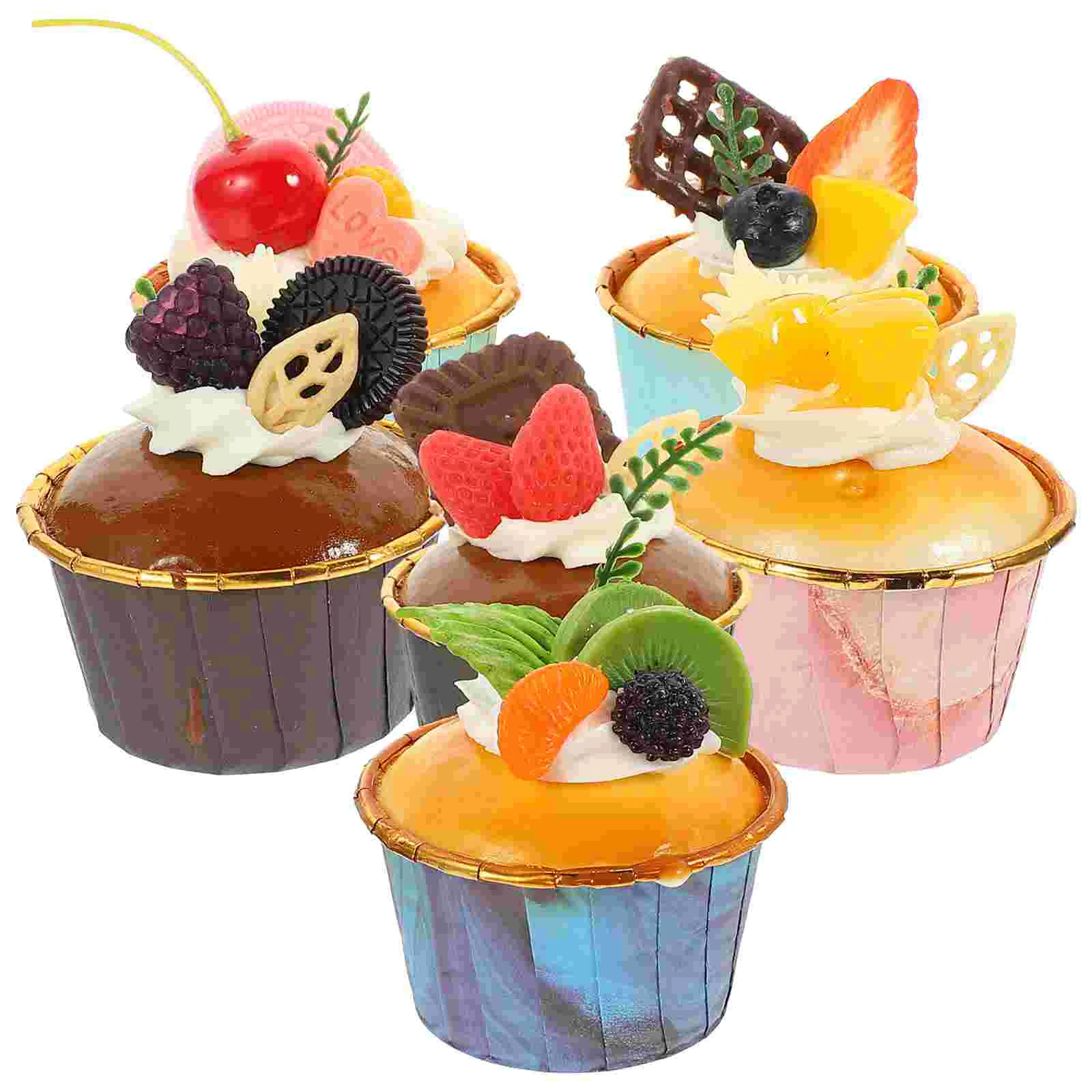 6 Pcs Cake Model Artificial Cakes Novelty Plushies Reliable Cupcake Decorate Home Decors