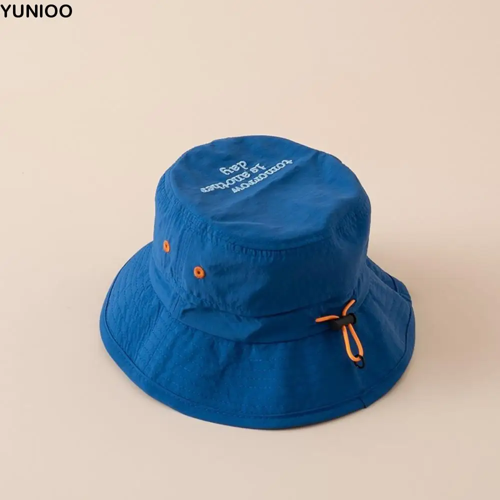 

Korean Style Breathable Bucket Hat Mesh Quick-dry Summer Kid Sunhat Shading Hat Letter Embroidery Children's Fisherman Hat Baby