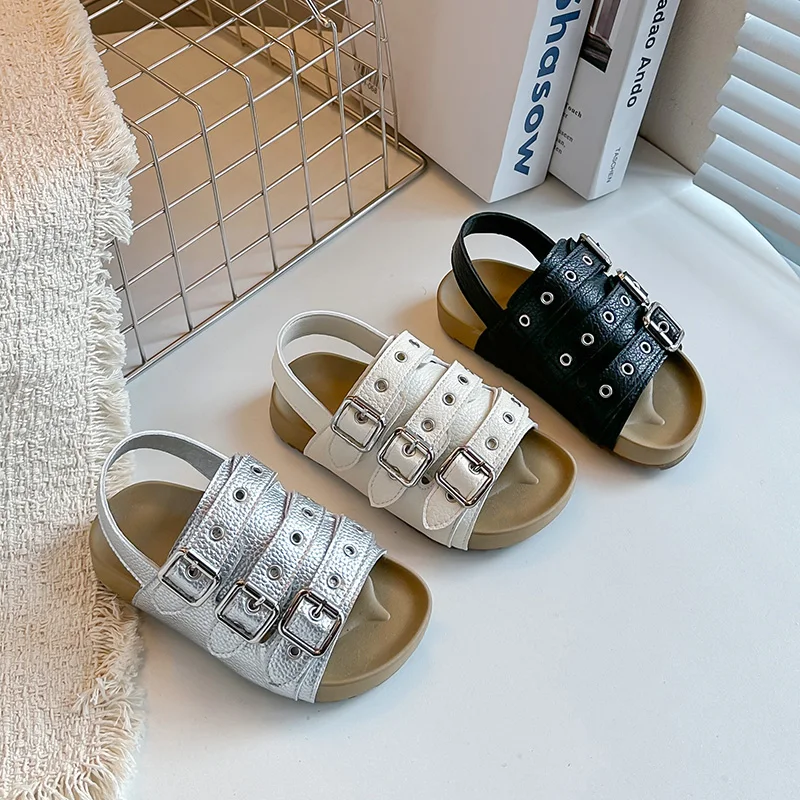 

New Kids Sandals for Girls Summer Simple Thick Bottom Summer Sandals for Boy Non-slip Solid Color Children Fashion Beach Sandals