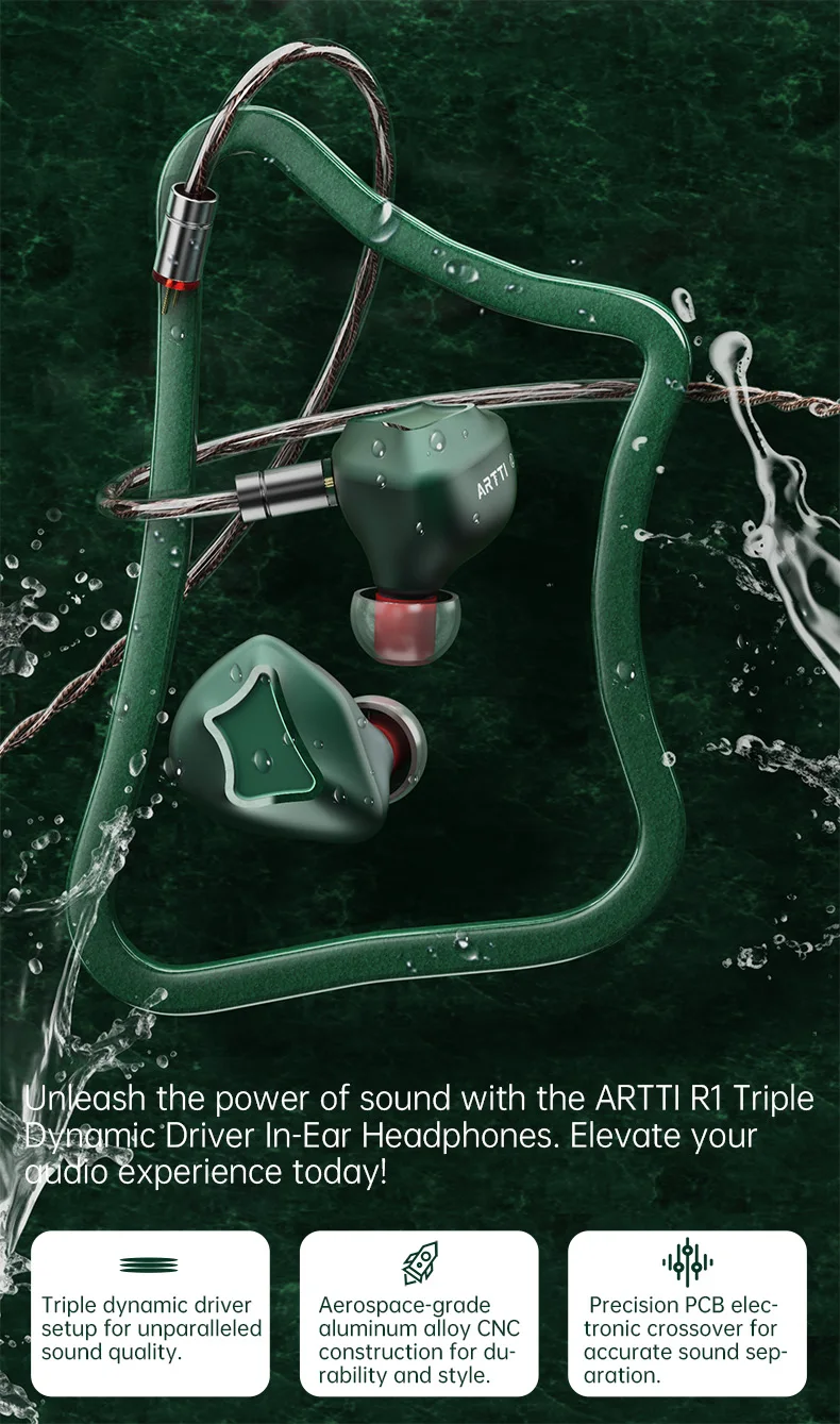 ARTTI T10&R1&R2 In-Ear-HiFi-Kopfhörer, kabelgebundene IEMs, Monitore, 14,2 mm Planar-Treiber, strukturierter Bass, 0,78 mm 2-Pin- und 3,5 mm/4,4 mm-Anschluss – Detail 3