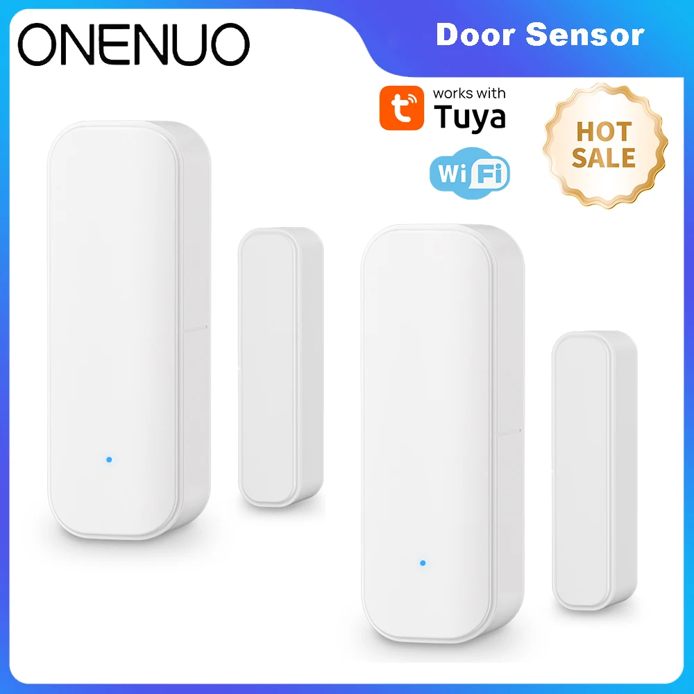 1/2pcs Tuya WiFi Window Door Sensor With Battery Smart Home Security Alarm System Voice Control Via Alexa Google Home Smart