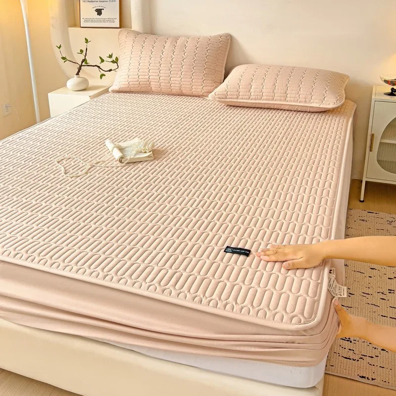 High-Quality Quilted Plaid Mattress Cover,Mattress Protector,- Antibacterial, Breathable,Comfortable for Fresh Sleep Experience