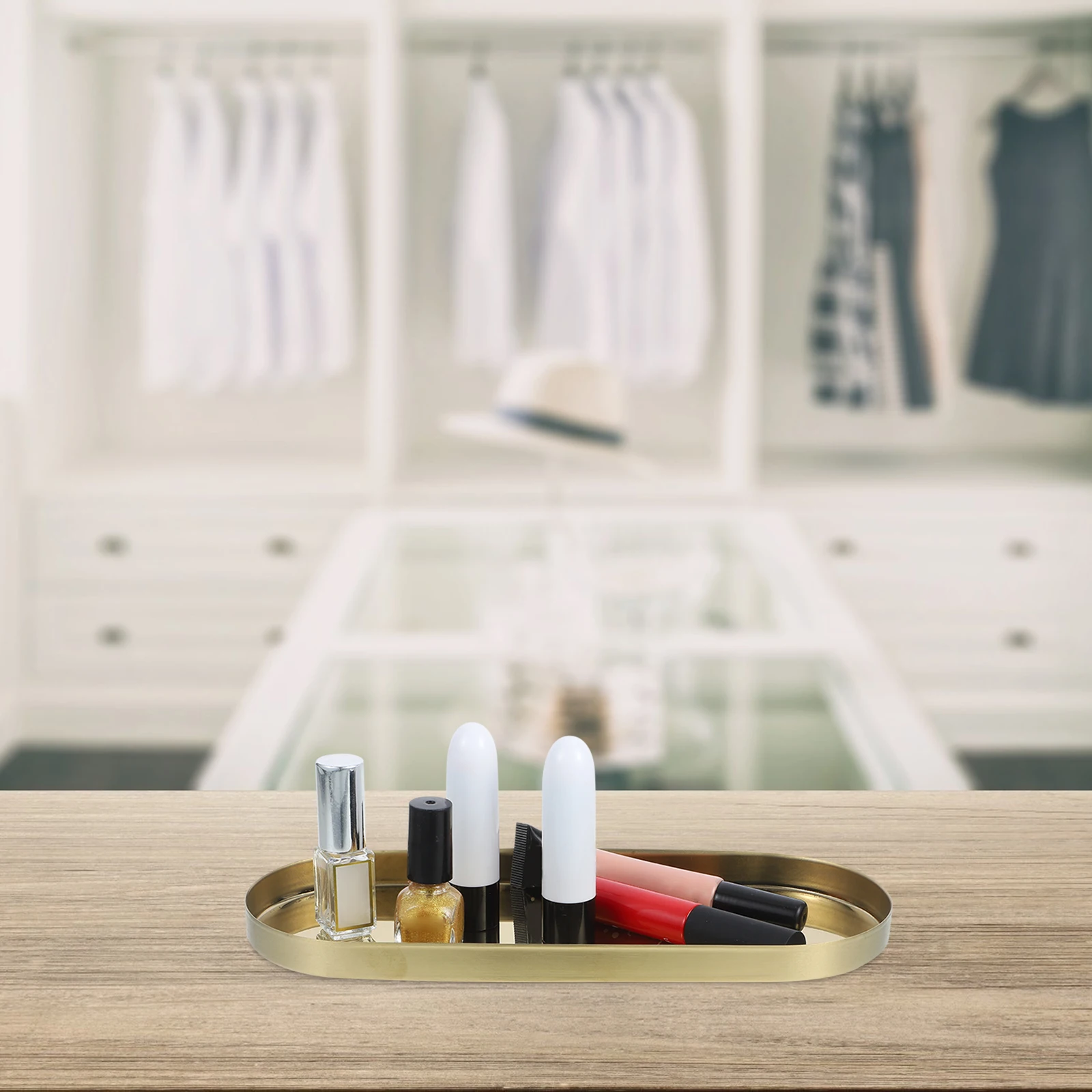 

Stainless Steel Tray Storage Tray For Jewelry Cosmetics Snack Serving Desktop Fruit Trinket Dish Plate Metal Organizer