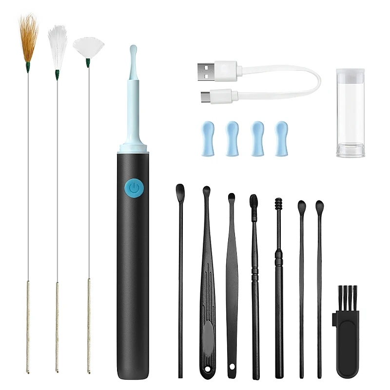 مزيل شمع الأذن المرئي، أداة تنظيف الأذن مع أداة إزالة شمع الأذن بالكاميرا مع عصا ريش الإوز ومغرفة الأذن #6