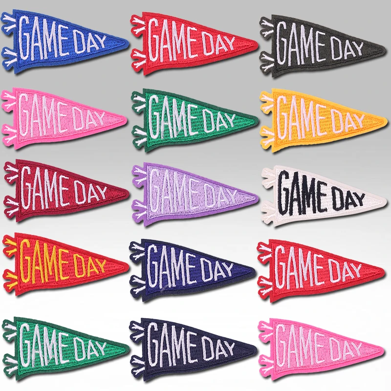 Sport Football Game Day Embroidered Patches American Football Pennant Cheerleader Iron On Patches For Clothes Game Day Patch