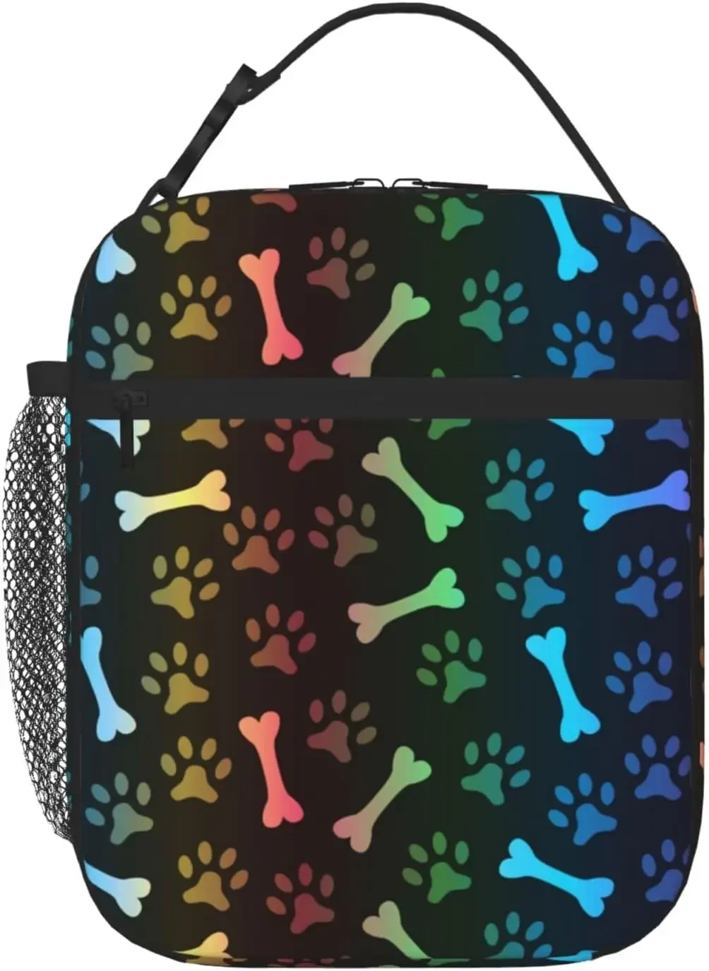 

Rainbow Dog Cat Paw Print Insulated Lunch Bag Women Leakproof Cooler Lunch Boxes Reusable Bento Tote Bags for Work Picnic Travel