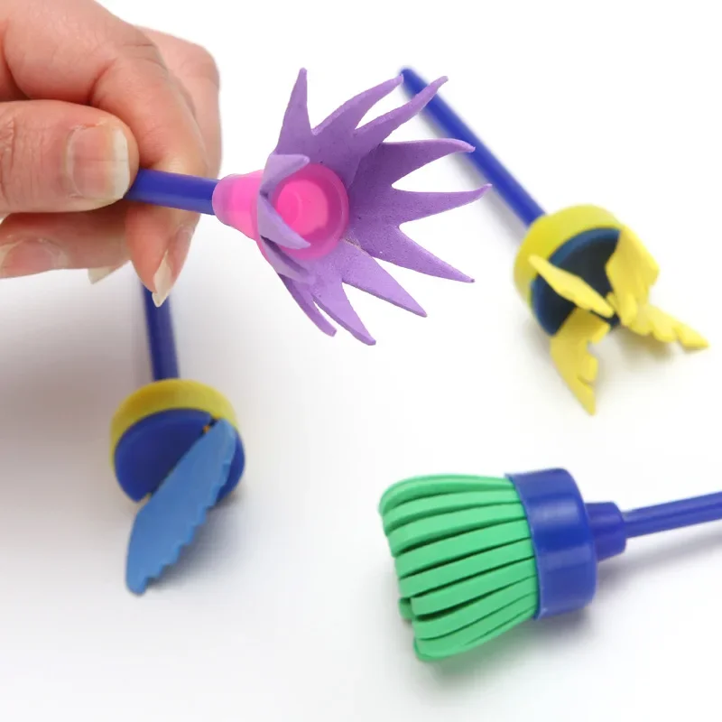 4Pcs Kids Painting Sponge Kids Early Learning Sponge Painting Kit Child Paint Set Pieces Sponge Drawing Shapes